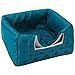 Hollypet Self-Warming 2 in 1 Foldable Comfortable Triangle Cat Bed Tent House, Blue
