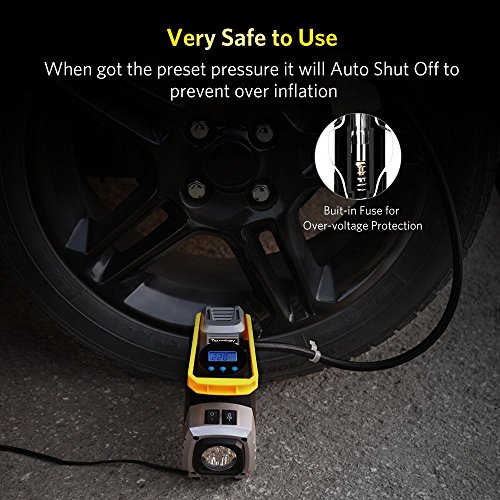Tsumbay Air Compressor Pump, Digital Tire Inflator with Preset Pressure Gauge, 12V 150PSI Portable Air Pump for Car, Bikes, RV, Sport Balls and Other Inflatables, with Storage Bag