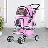 BestPet 4 Wheels Pet Stroller Cat Dog Cage Stroller
