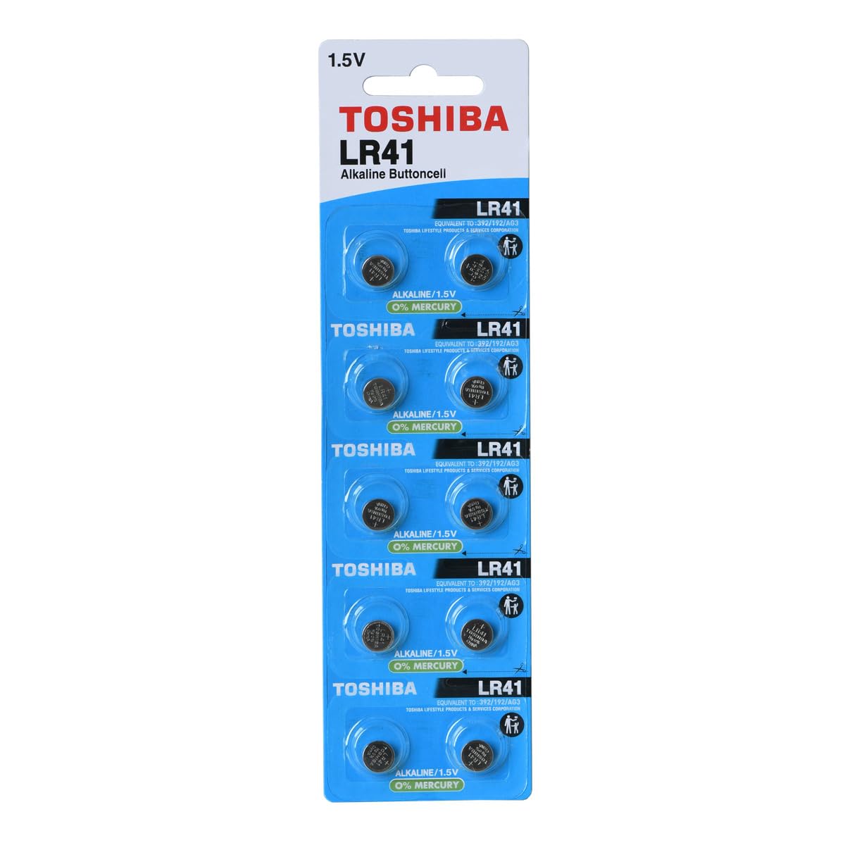 Toshiba LR41 1.5V Alkaline Battery 10 Batteries