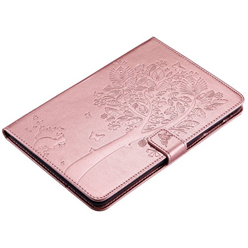 iPad Mini 2 Mini 3 Case, LittleMax(TM) Lightweight PU Leather Flip Stand Embossed Cat & Tree Case Smart Cover with Auto Wake/Sleep for Apple iPad Mini 3/2/1 [One Free Stylus Pen]-#2 Rosegold - Thumbnail 4