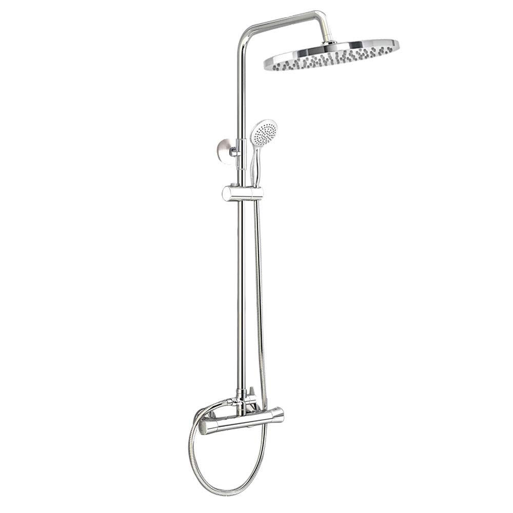 Thermostatic Exposed Mixer Rain Shower Chrome Bathroom Twin Head Valve