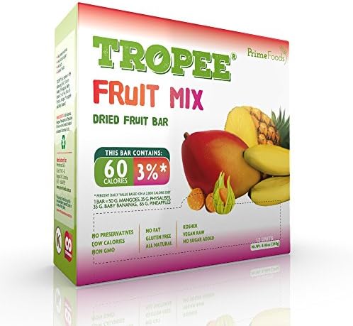 TROPEE Gluten Free Food Fruit Bars - Fruit Mix 20g, Box of 12. Healthy Snack Bars for the Vegan Diet which are Sugar Free, Kosher Food, Fruit Snacks. Perfect Vegan Gifts with Low Calorie Snacks