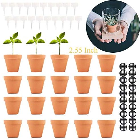 Terracotta Pot Clay Pots Small Clay Ceramic Pottery Planter Cactus Flower Pots Succulent Pot Drainage Hole-Great for Plants,Crafts,Wedding Favor (2.55INCH, 2.55)