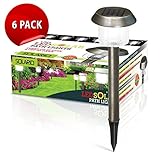 Brightest Stainless Steel Garden Solar Powered Stake Lights (Set of 6) | Weather Resistant | Wireless Outdoor Accent Light Kit | High Lumen LEDs | Best for Patio, Swimming Pool, Path & More (Bronze)