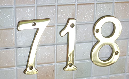 ZW Hardware A200 4 Inch Solid Brass Bright Brass House Number 2
