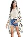 SweatyRocks Women Kimono Vintage Floral Beach Cover Up Beige Large