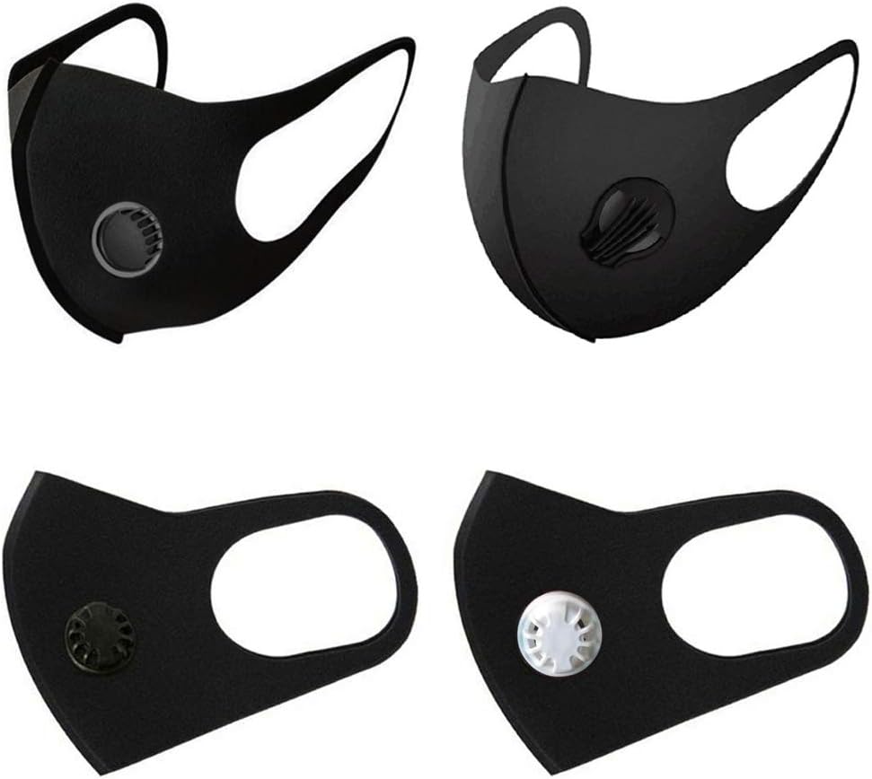 PYL Anti-Dust Mask, 5pcs Black Face Masks Reusable Carbon Fiber Mouth Mask with Valve for Running Skiing Outdoor