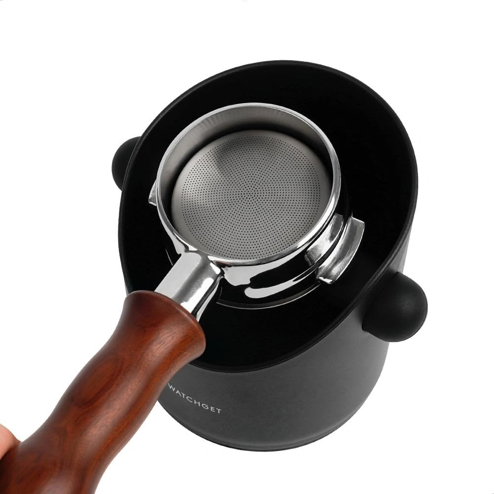 Espresso Knock Box,watchget Coffee Knock Box with Durable Knock Bar Space-Saving Coffee Ground Bin Non-Slip Base, Small Espresso Dump Bin