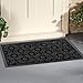 Front Door Mat Large Outdoor Indoor Entrance Doormat BY ABI Home - Charcoal Black Polypropylene Waterproof Low Profile Door mats Stylish Welcome Mats Garage Patio Snow Scraper Front Doormats Buy Now