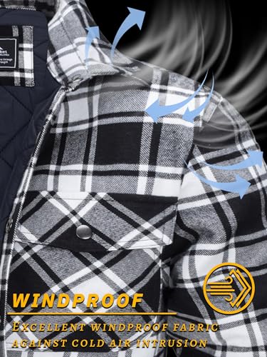 TACVASEN Men's Padded Padded Work Casual Lumberjack Shirts Plaid Flannel Jacket