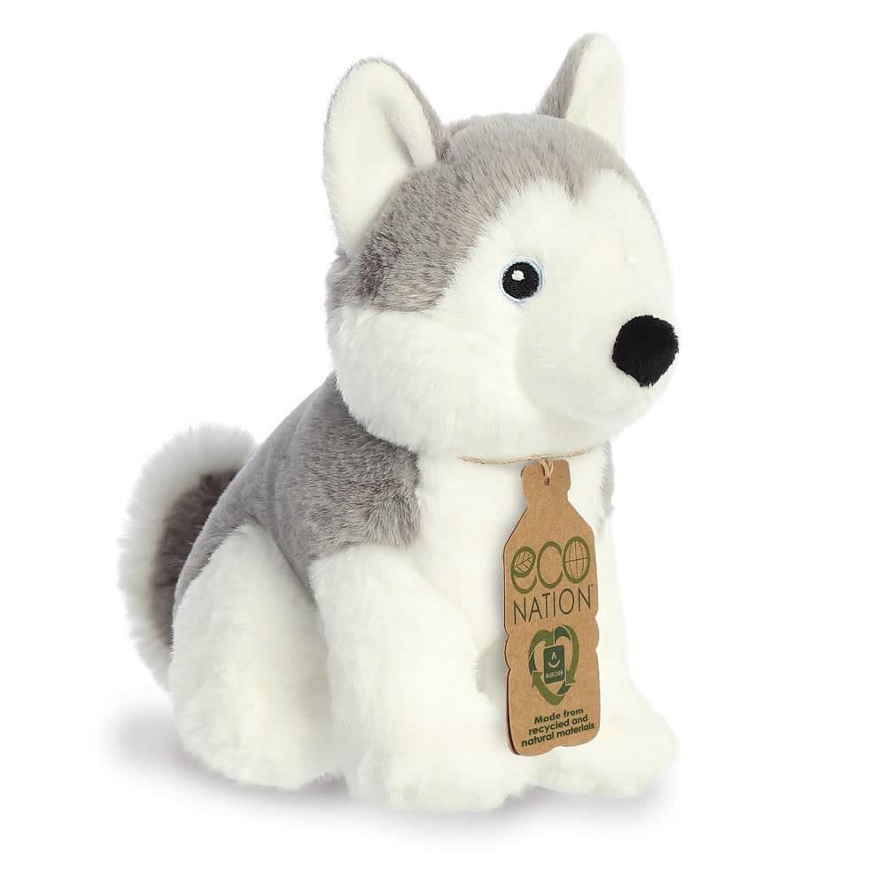 Aurora, 35046, Eco Nation Husky Dog, 8In, Soft Toy, Grey & White