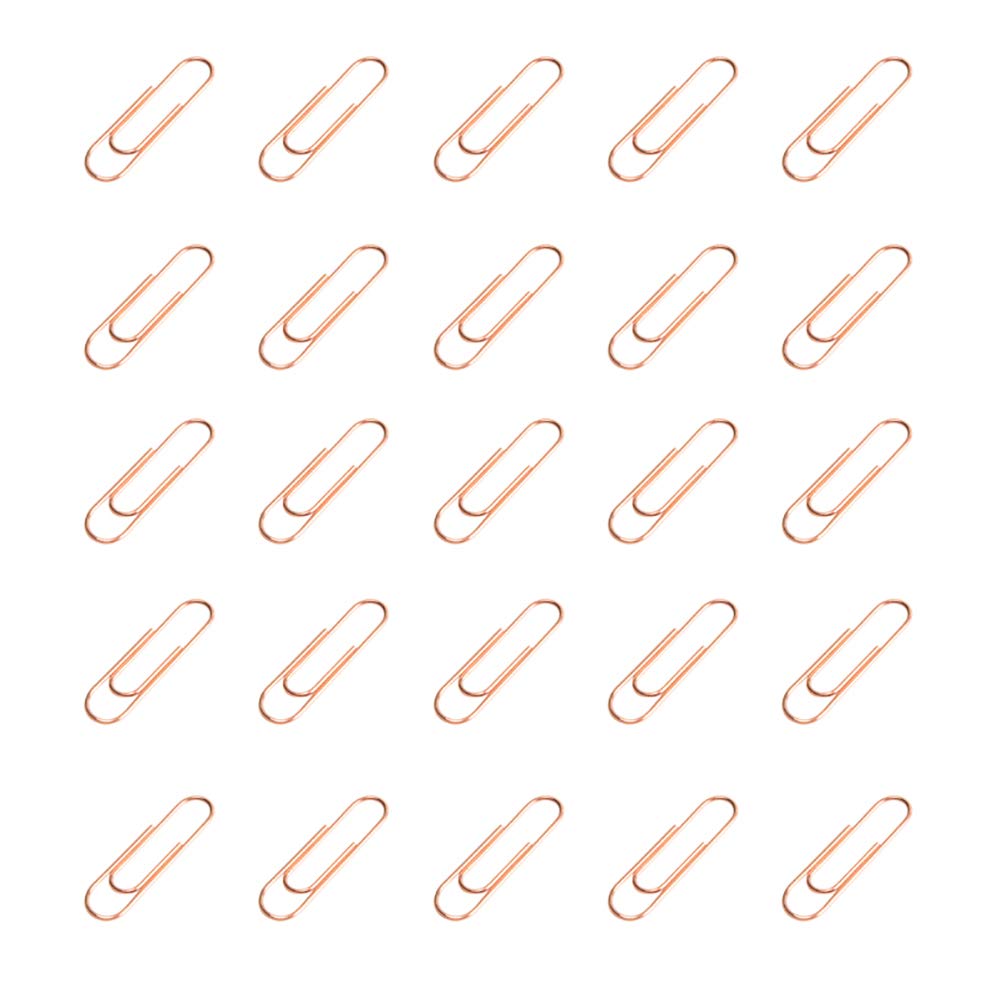 Rose Gold Paper Clips, Topgogo 200pcs 28mm Large Paper Clips Non-Skid Smooth Finish Steel Wire Medium Office Supply Accessories