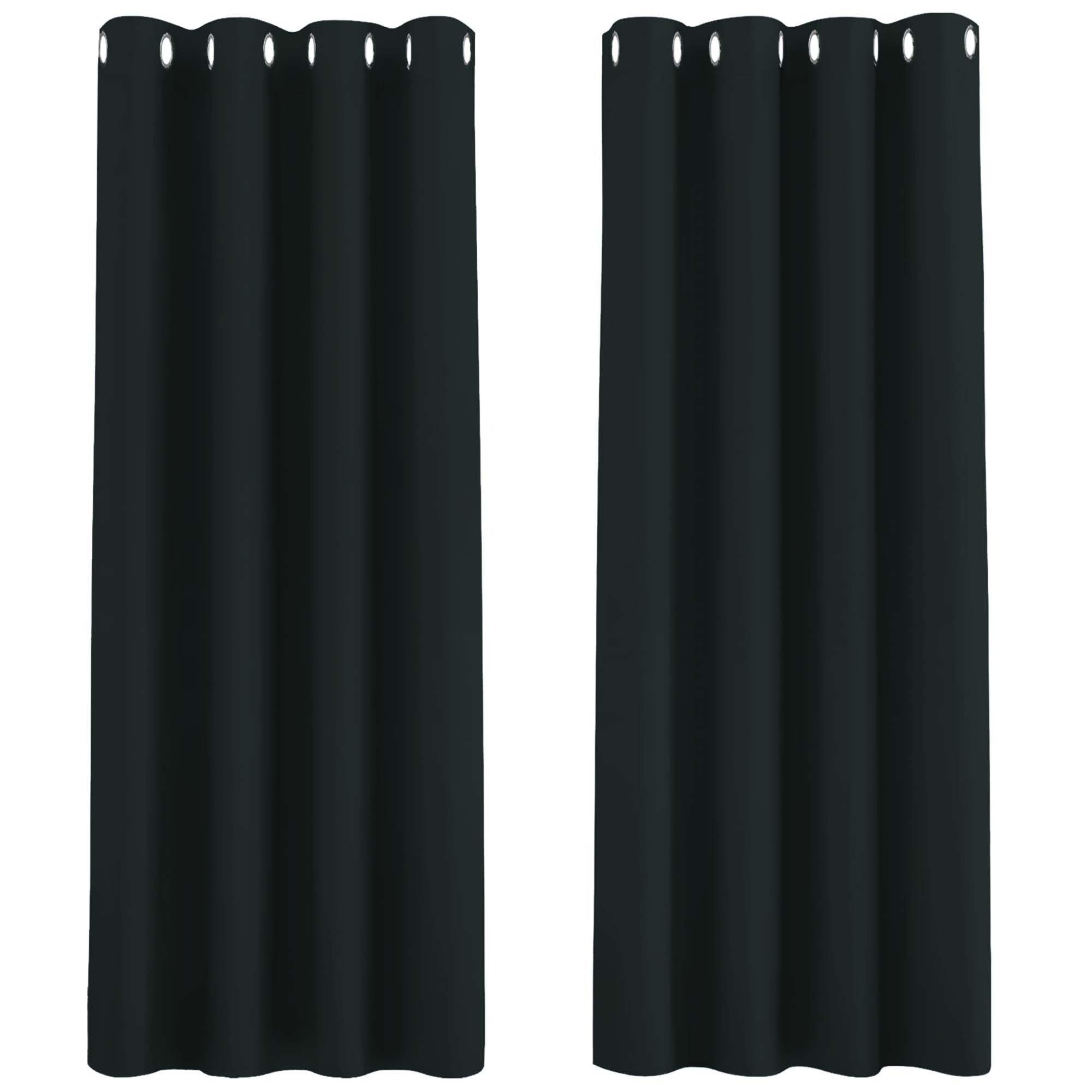 Aspire Homeware Blackout Curtains Eyelet Black Curtains for Bedroom 66 x 72 Inch Drop - Super Soft Thermal Insulated Ring Top Living Room Window Curtain & Drapes Pair Panel + Tiebacks — image 1