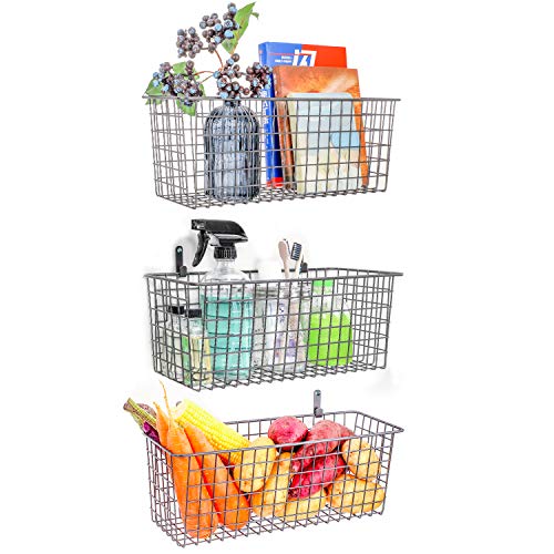 3 Set [Extra Large] Hanging Wall Basket for Storage, Wall Mount Sturdy