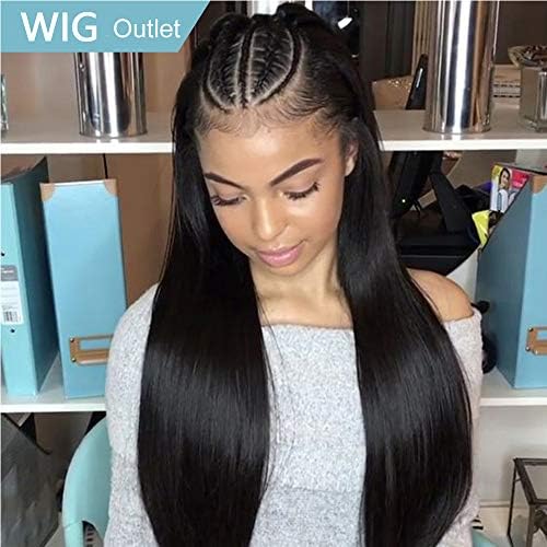 ALLRUN Human Hair Lace Closure Wig 4ร4 Lace Front Wig For Black Women Brazilian Straight Human Hair Lace Closure Wigs with Baby Hair 150% Density Natural Color(22inch)