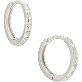 925 Sterling Silver Pyramid Edge Huggie Hoop Earrings, Sold as a Pair