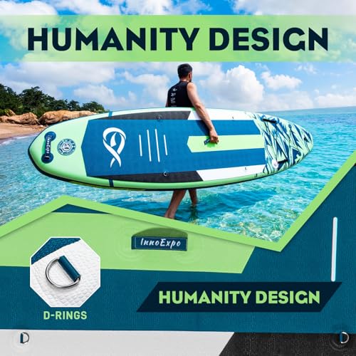 InnoExpo 11' Inflatable Stand Up Paddle Boards with Premium Accessories, Wide Stable SUP Paddle Board Design, Non-Slip Comfort Deck for Youth & Adults
