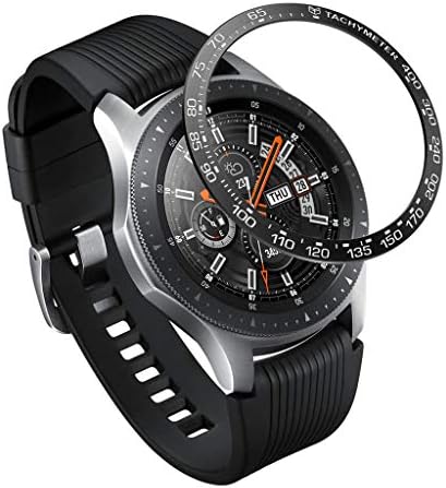 Kecar for Samsung Galaxy Watch 46MM Bezel Ring Styling Case Adhesive Screen Protector Cover Sports - Anti-Scratch Stainless Steel Protection Black