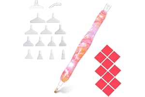 PRAISE V DO Handmade Resin Diamond Painting Pen Tools, 15Diamond Art Pen Placers and 5Clays, Diamond Painting Drill Pen Stylus, Gem Rhinestone Picker Tool, Nail Art Embroidery Decoration, Mosaic Making Candy Pink