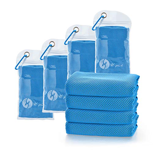 U-pick [4 Packs] Cooling Towel (40″x 12″), Ice Towel, Microfiber Towel, Soft Breathable Chilly Towel for Yoga, Sport, Gym, Workout,Camping, Fitness, Running, Workout & More Activities, Blue