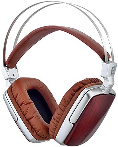 ESMOOTH Wooden Over-Ear Headphones Noise-Isolating Earphones,Comfortable Protein Earpads w/Built-in Mic Wired Headset Bubinga Wood