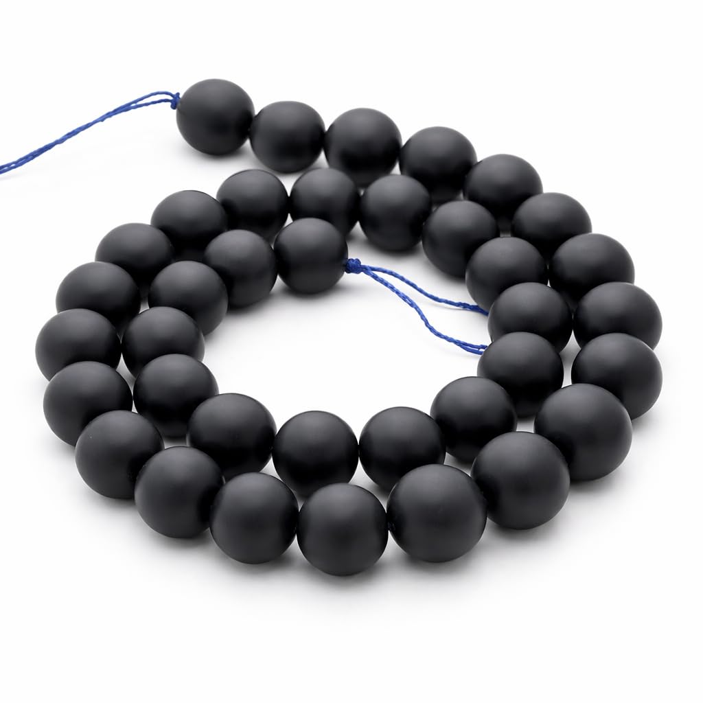 Perlin Onyx Stone Beads, 18pcs, 10mm, Black, Semi-Precious Stone Cube and Round Beads Strand, DIY Jewelry Craft