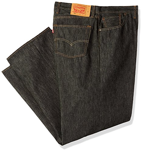 Levi's Men's Big and Tall Big & Tall 501 Original Shrink-to-Fit Jean, Black Rigid STF/Natural Fill, 46W x 36L