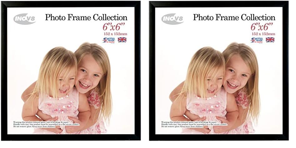 Inov8 PFVS-SABK-66 British Made Traditional Picture/Photo Frame, 6x6-inch, Satin Black (Pack of 2) — image 1