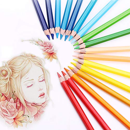 Colored Pencils with Soft Core for Adult Coloring Books Artist Drawing Sketching Crafting Shading,Vibrant Colors with Metal Box 24 Colors