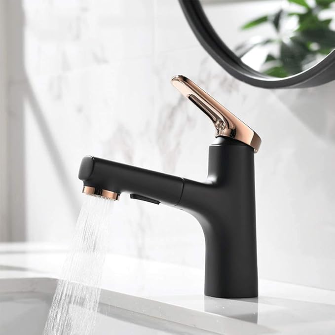 Schwarz Wasserhahn Für Bad Mit Handbrause Amusziehbarer Brause