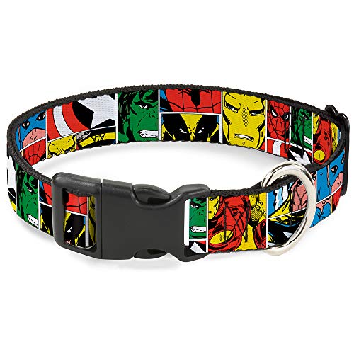 Dog Collar Plastic Clip Marvel Superhero Comic Blocks 15 to 26 Inches 1.0 Inch…