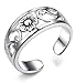 FUNRUN JEWELRY Sterling Silver Flower Toe Band Ring for Women Adjustable