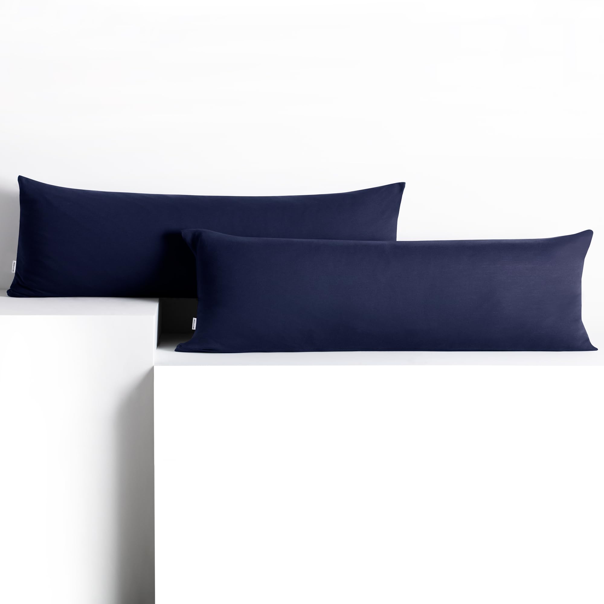 DecoKing 2 Pillowcases 40 x 200 cm Jersey 100% Combed Cotton Zip Dark Blue Amber — image 1