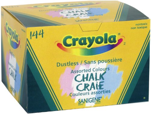 Crayola 144 Coloured Sanigene Dustless Chalk, School and Craft Supplies, Teacher and Classroom Supplies, Gift for Boys and Girls, Kids, Ages 3,4, 5, 6 and Up,  Arts and Crafts