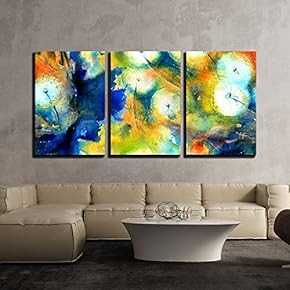 3 Piece Canvas Wall Art - Seamless Pattern with Watercolor Hand Drawn Dandelions - Modern Home Art Stretched and Framed Ready to Hang - 16"x24"x3 Panels