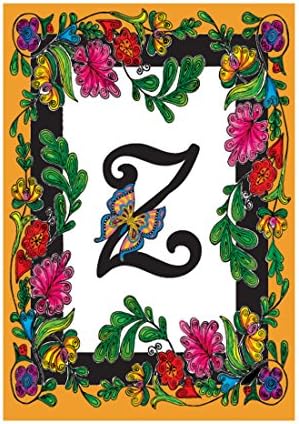 Monogram Garden Flag Letter Z With Colorful Butterfly Outdoors Flags Of Double Sided Waterproof And Fade Resistant Printed banners 12.5 X 18 Inch 100% Polyester