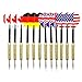 Tip Darts by DigHealth(TM), 12 pcs (4 sets), Steel Needle, National Flag Flights, Aluminum Shafts and Brass Barrels, with 4 Free PVC Dart Rods