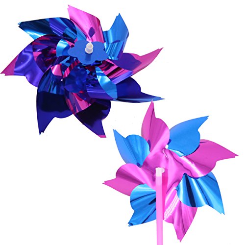 Unigift 100 Pcs Plastic Windmill Wind Spinner Pinwheel Kids Toy Lawn Garden Party Decor - Thumbnail 2