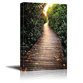 Canvas Prints Wall Art - Beautiful Scenery/Landscape Wooden Bridge in Mangrove Forest | Modern Wall Decor/Home Decoration Stretched Gallery Canvas Wrap Giclee Print & Ready to Hang - 12" x 18"