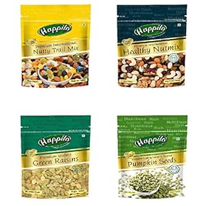 Happilo Premium Dry Fruits Combo 1 (Trial Mix, Nut Mix, Raisins, Pumpkin Seeds) Pouch, 290 g