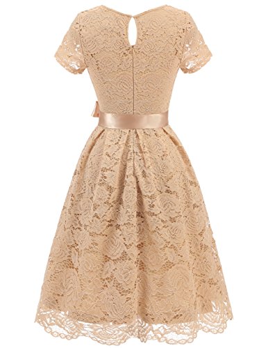 DRESSTELLS Vrouwen Korte Elegante Bloemen Kant Cocktail Party Bruiloft Bruidsmeisje Jurk - Image 4