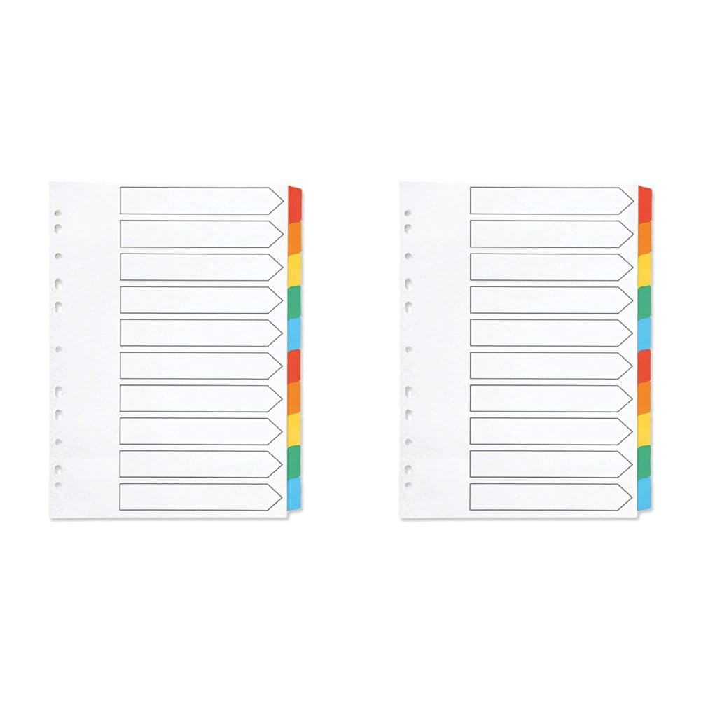 Q-Connect 10-Part Index Multi-Punched Reinforced Board Multi-Colour Blank Tabs A4 White (Pack of 2)