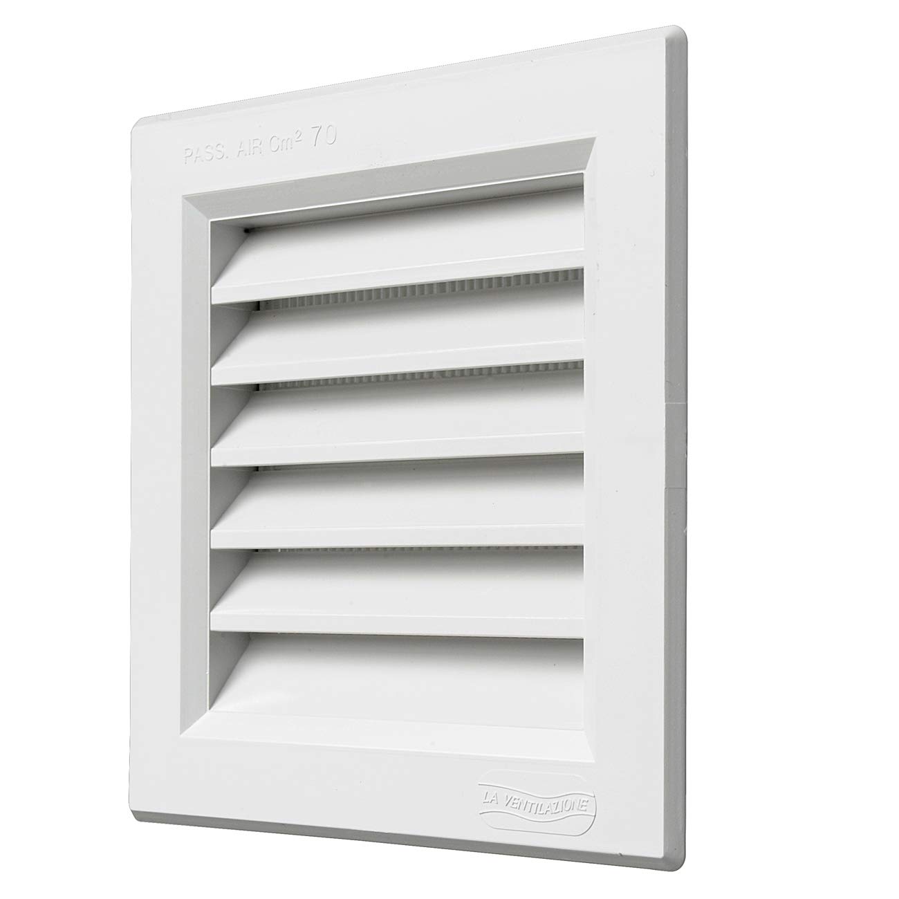 La Ventilazione GR1414B-Y GR1414B White Plastic Square Grid Recessed with Insect Net, Size 140 x 140 mm