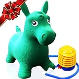 Flash Sale | Inflatable Bouncy Horse/Pony - Animal Hopper Ride-on Seat – Best Gift for Toddlers Age 1, 2, 3, 4 Year Old Boys and Girls Indoor/Outdoor + Free Foot Pump