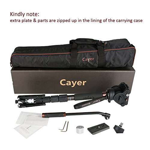 Video Monopod with Feet,Cayer AT35DV+ 68 inch Aluminum Monopod Leg and K3 Pan Tilt Fluid Head with SV4 Tripod Stand for DSLR and Video Cameras Camcorders, Plus 1 Bonus Quick Release Plate [Upgraded] - Thumbnail 6