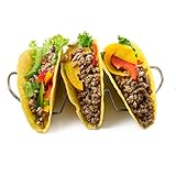 The Ultimate Taco Holder Set Of 2 By ROWLIX | Premium Stainless Steel Taco Racks | Easy To Clean & Stackable | Ideal For Hot Dogs, Tortillas, Pitas, Soft & Hard Shells | Dishwasher Safe 3 Tacos Stand