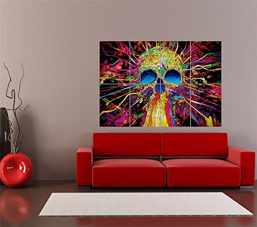 Doppelganger33 LTD Psychedelic Trippy Skull Home Decor Wall Art Multi Panel Poster Print 47x33 inches