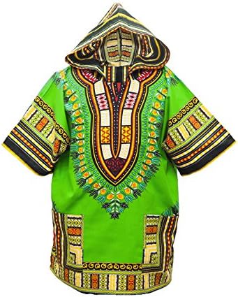 Dashiki Vib's Traditional African Dashiki Hoodie - Unisex (One Size, Light Green)