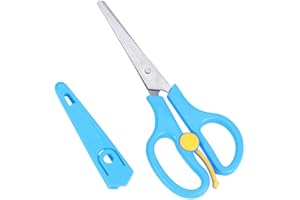 HZTYYIER Food Shears Stainless Steel Baby Scissors Food Scissor with Plastic Cover for Toddlers, Preschool Training Kids Scissors(Blue)